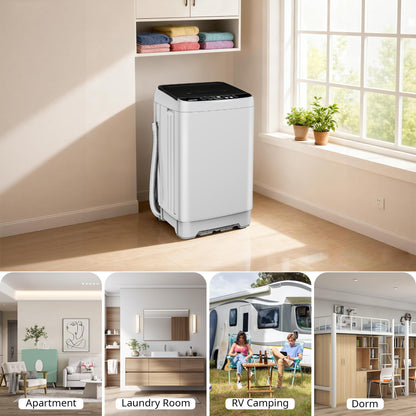 Portable Washing Machine 17.7lbs Full Automatic Portable Washer Machine for Apartment, 10 Wash Program Tub Self-cleaning Small Washing Machines for Dorm, Home, RV, Apartment, Off-White