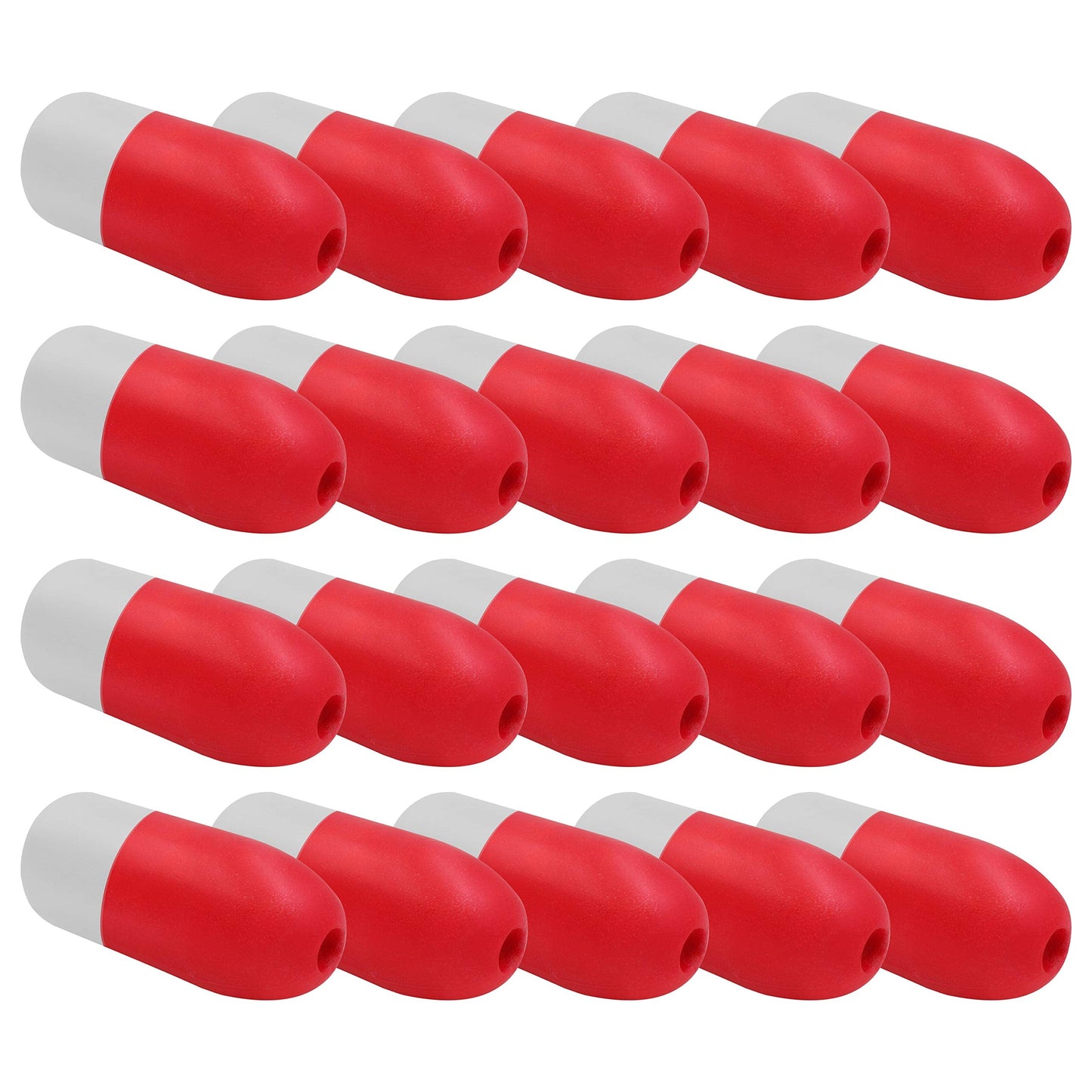 JEZERO Deep Water Fishing Floats: Great for Trail Markers, Dock Floats, Swim Buoy, Kayak Anchor Kit, Pool Buoy, Crabbing & Boats | 20 Pack - RED & White, 5" x 11" (Lfloat-RW-20PK)