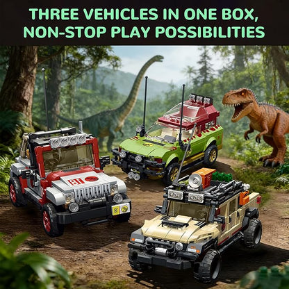 Dinosaur Classic Off-Road Vehicle Building Set 3-in-1 All-Terrain Car Trucks Collection Model Kit for Adults -1632PCS