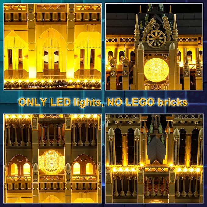 Vaodest LED Light for Lego Notre Dame Cathedral Architecture 21061 Building Blocks ModelDesign and Configuration Compatible with Model 21061(Led Light Only Not Building Block Kit)