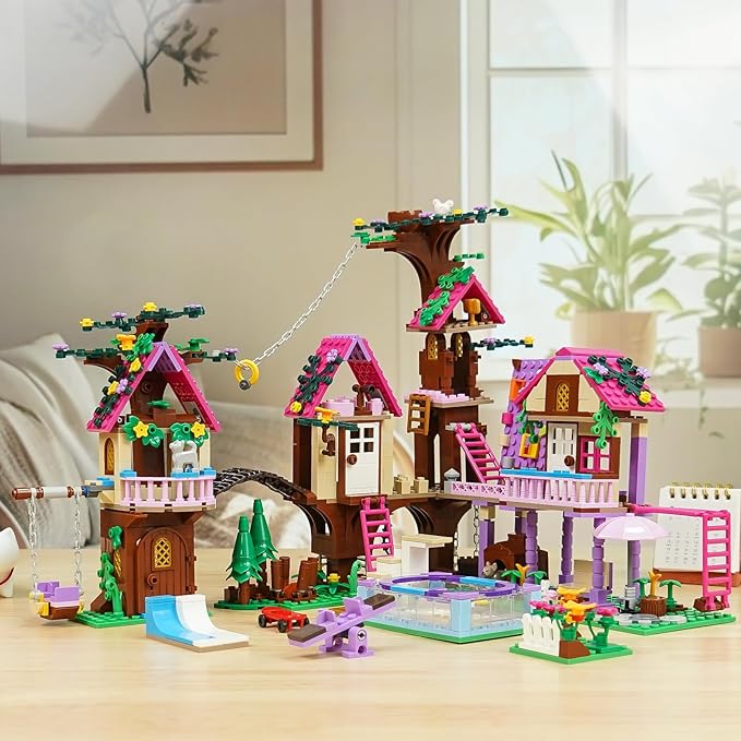 Tree House Building Set Compatible with Lego Friends 1050 PCS Forest House Building Kit Birthday Gift for Kids Girls Age 6-12 Years（7682）