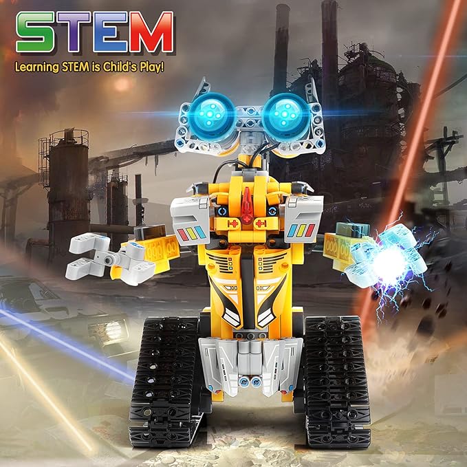 Sillbird Robot Building Kit with Remote Control STEM Gifts for Boys Age 8-13 Coding Buildable Robotic Technic Toys for Kids Birthday with 468 Pieces
