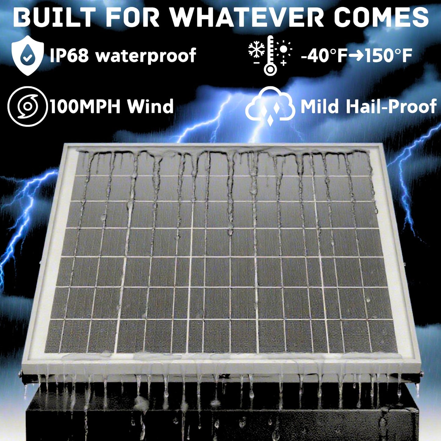 Solar Attic Fan 32W 1600CFM High Airflow Roof Vent Exhaust Fan - Weatherproof, Solar Powered Attic Ventilation for Home, Garage, RV, Greenhouse