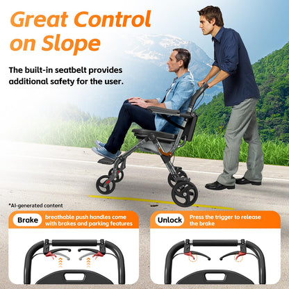 Portable Bedside Commode Chair 3-in-1, Foldable Toilet Chair with Raised Seat & Shower Chair, for Use with Wheelchairs for Adults, Heavy Duty Commode for Elderly, Disabled, Supports 330 lbs (BLACK)