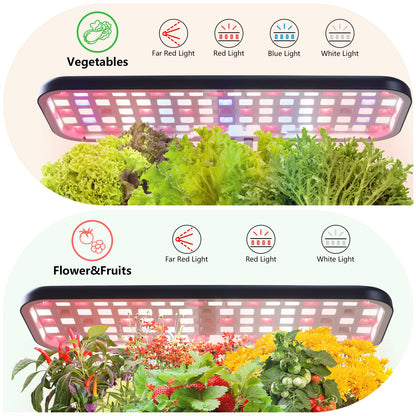 Indoor Garden Led Grow Light, Herb Kitchen Garden Grow Kit, Full Spectrum LED Plant Light for Plants, Height Adjustable Growing Lamp with Intelligent Controller (Not Pots) (Black, 16.5*6.5*4 inch)