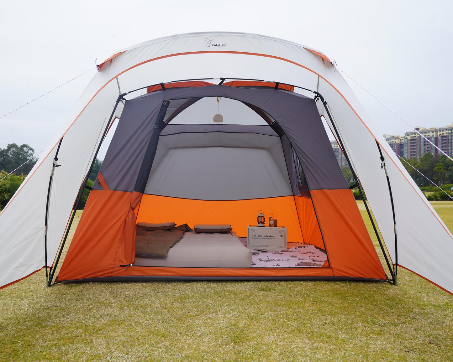 Vidalido 3-4 Person Tent with 1 Mesh Door and 2 Large Mesh Window, Double Layer Waterproof Portable Family Cabin Tent, 4 Person Tents for Outdoor Camping Hiking