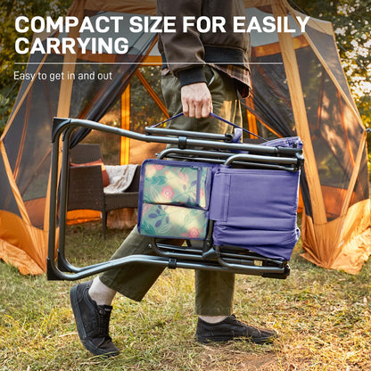 EVER ADVANCED Portable 30.7" Seat Height Tall Folding Camping Chair Directors Chair High Foldable Bar Stool with Side Table for Makeup Artist, Sports Event, Craft Show, Supports 350LBS
