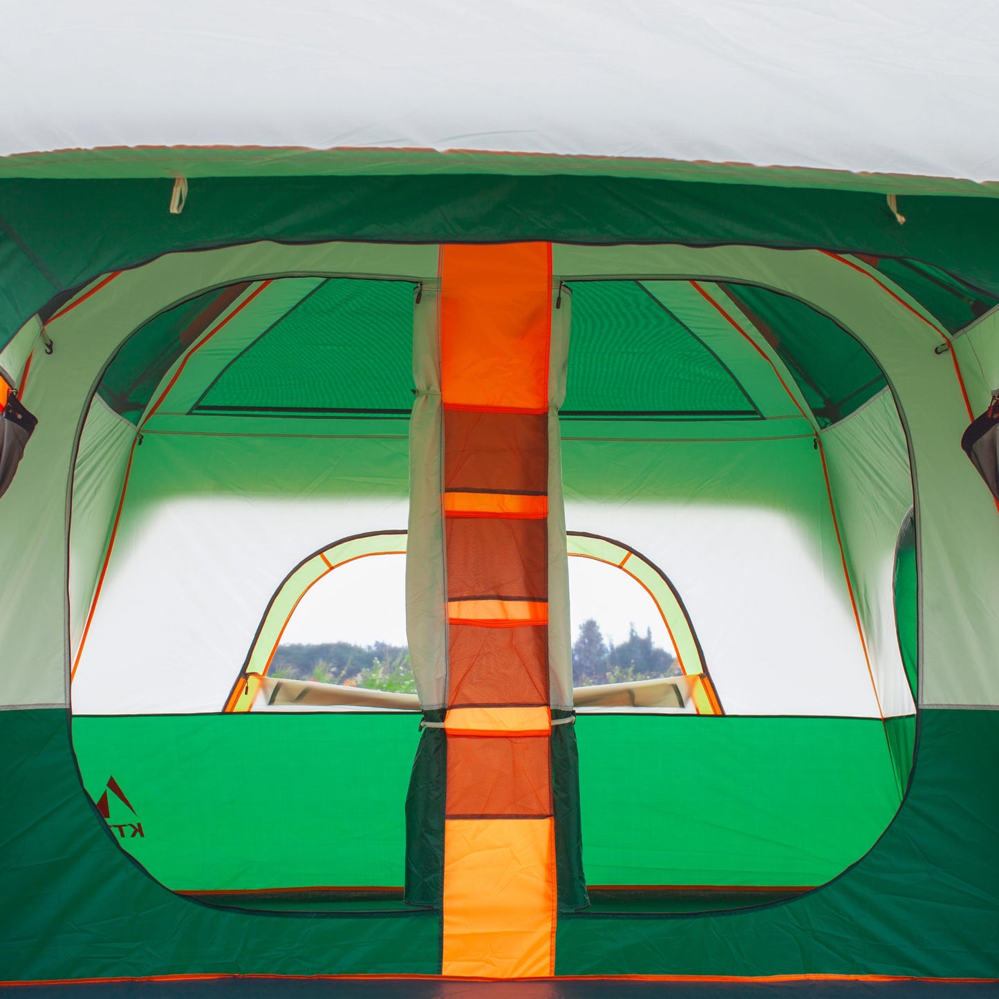 KTT Extra Large Tent 12 Person,Family Cabin Tents,2 Bay-Windows,2 Rooms and 3 Doors 3 Windows with Mesh,Waterproof,Straight Wall,Double Layer,Big Tent for Outdoor,Picnic,Camping,Gathering(Green)