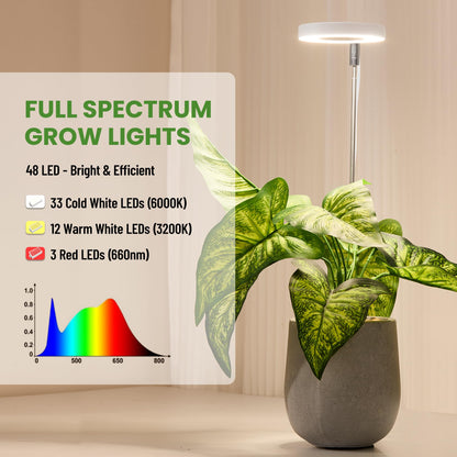 LBW Grow Light for Indoor Plants, Height Adjustable Plant Grow Lamp with Auto On/Off Timer 6/8/12/16H, 3 Colors,5 Dimmable Brightness, for Small Plants, White, 2 Packs