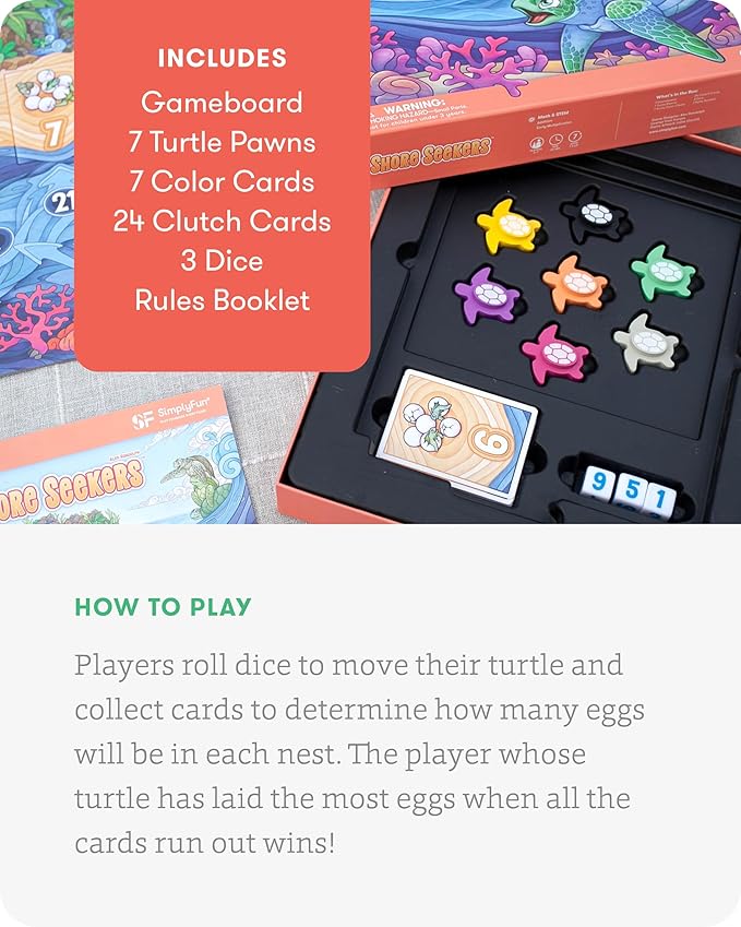 SimplyFun Shore Seekers - A Fun and Interactive Math Board Game for Kids - Practice Addition and Multiplication Skills - Math Game for Kids 2 to 7 Players Ages 7 &amp Up