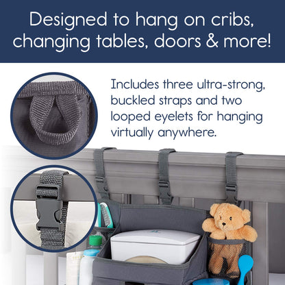 hiccapop Hanging Diaper Organizer for Changing Table and Cribs, Diaper Stacker and Nursery Organizer, Hanging Diaper Caddy Baby Essentials