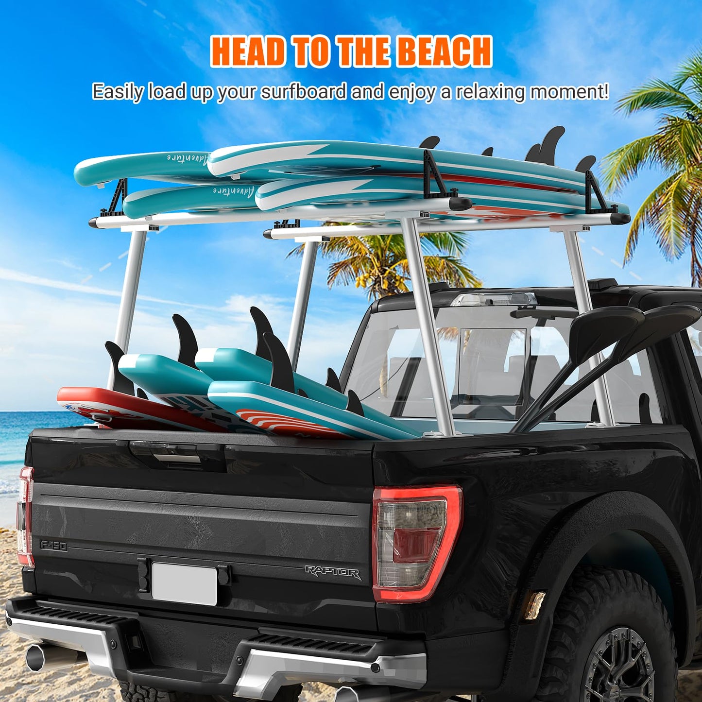 Aluminum Truck Rack, 71"x34" Ladder Rack for Truck, 800lbs Capacity with 8 Non-Drilling c-Clamps, Heavy Duty Truck Bed Rack Two-Bar Set for Kayak, Lumber