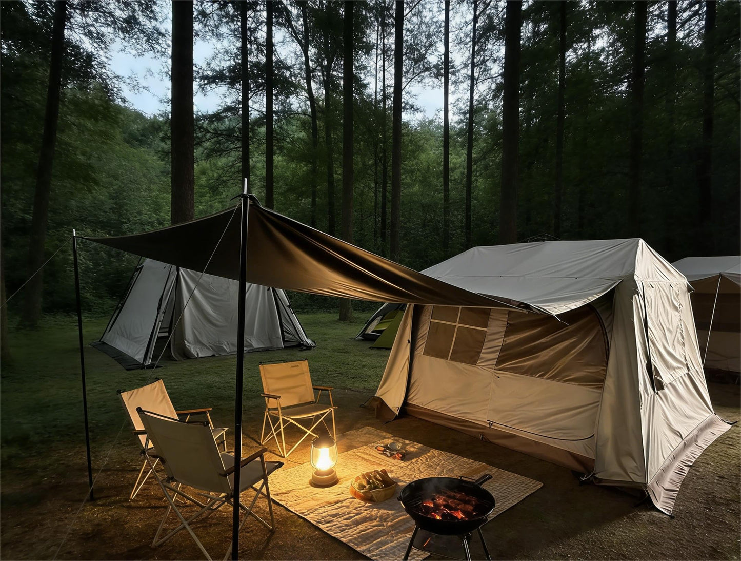 YOLENY 4 Person Instant Cabin Tent, Blackout Camping Tent with Vestibule, Rainfly & Canopy, Waterproof for Family Car Camping