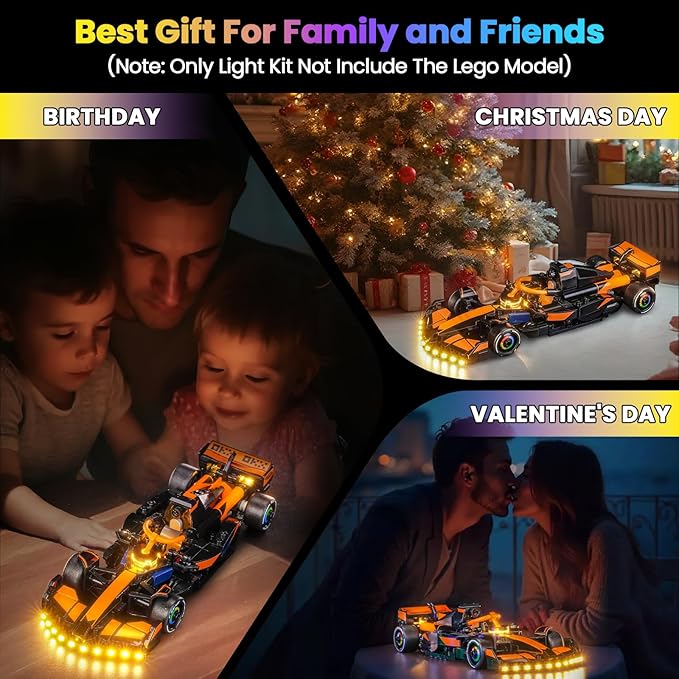 Upgraded Led Light Kit Compatible with Lego McLaren F1 Team MCL38 Race Car Building Set Lights Decoration Compatible with Lego 77251 (Model Not Included)