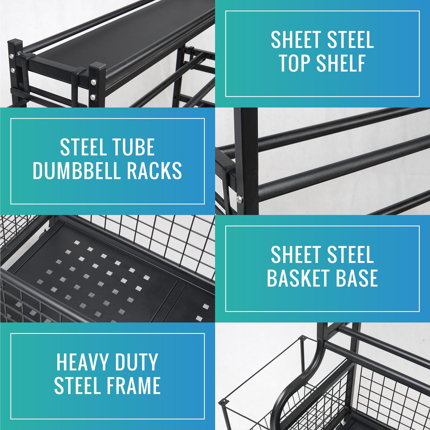 STUFFSTASH Dumbbell Rack for Home Gym, Heavy Duty Weight Rack for Dumbbells, Adjustable Dumbbell Stand with Storage, 700LB Capacity Gym Equipment Organizer with Wheels