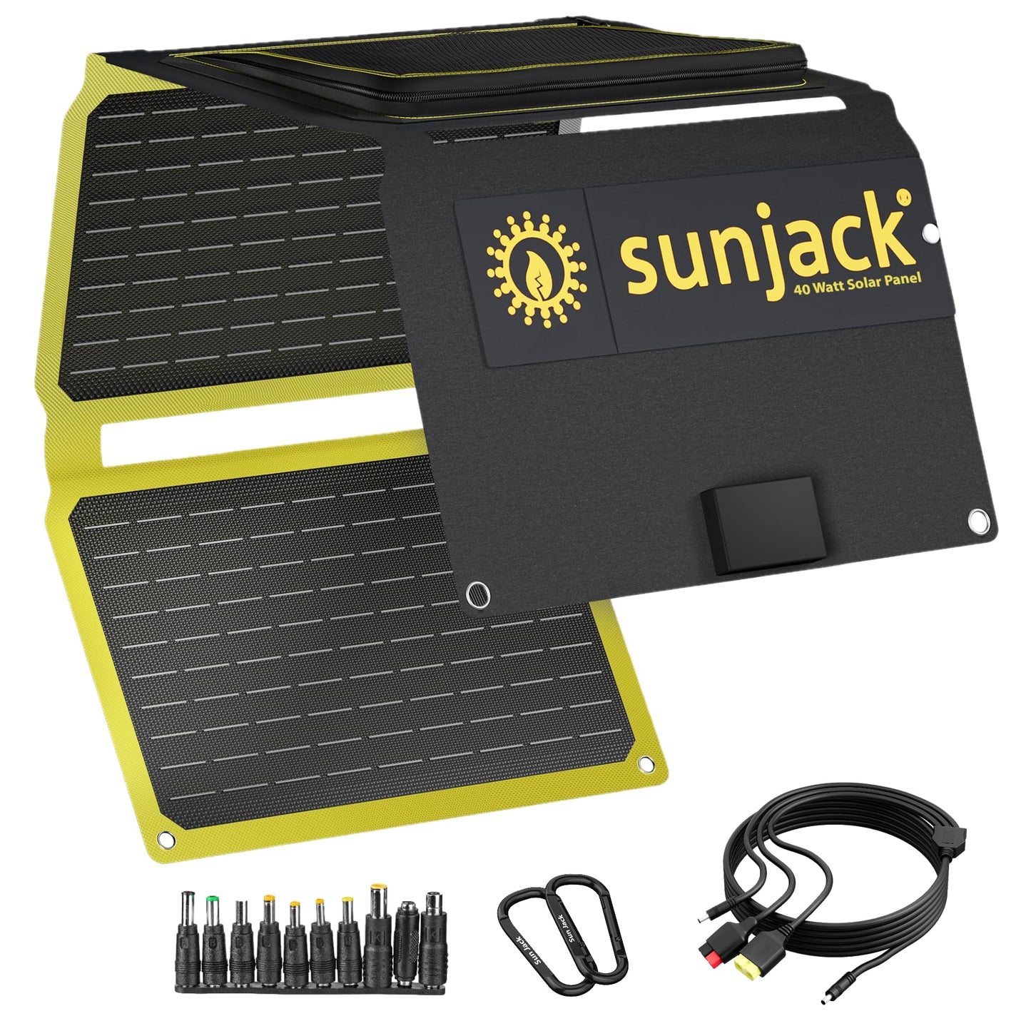 SunJack – 40 Watt Foldable Solar Panel, ETFE Waterproof Portable Solar Panel with Kickstands, USB-C PD30W, USB-A QC3.0, DC Output, Solar Panels for Camping, Hiking, Emergency Power