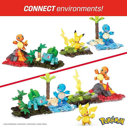 MEGA Pokémon Building Toys Set Kanto Region Team with 130 Pieces 4 Poseable and Articulated Characters 2 Inches Tall for Kids
