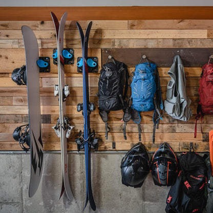 Gravity Grabber, The OG - Ski & Snowboard Wall Mount, Indoor Garage & Home Storage Organizer, Damage-Free Grip, Holds Skis/Boards/Poles/More, Space-Saving Premium Gear Rack, (Wood 6-Pack)