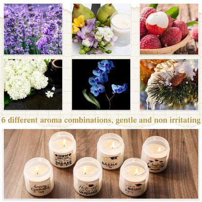 Conelist 48Pcs Graduation Scented Candles Gifts Set for Her Him Include 24 Pcs 7oz Jar Soy Wax Candles and 24 Pcs Mini Graduation Cap for Masters Degree College High School Graduate Gifts