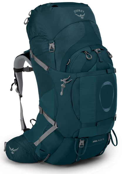 Osprey Ariel Plus 70L Women's Backpacking Backpack, Night Jungle Blue, WXS/S