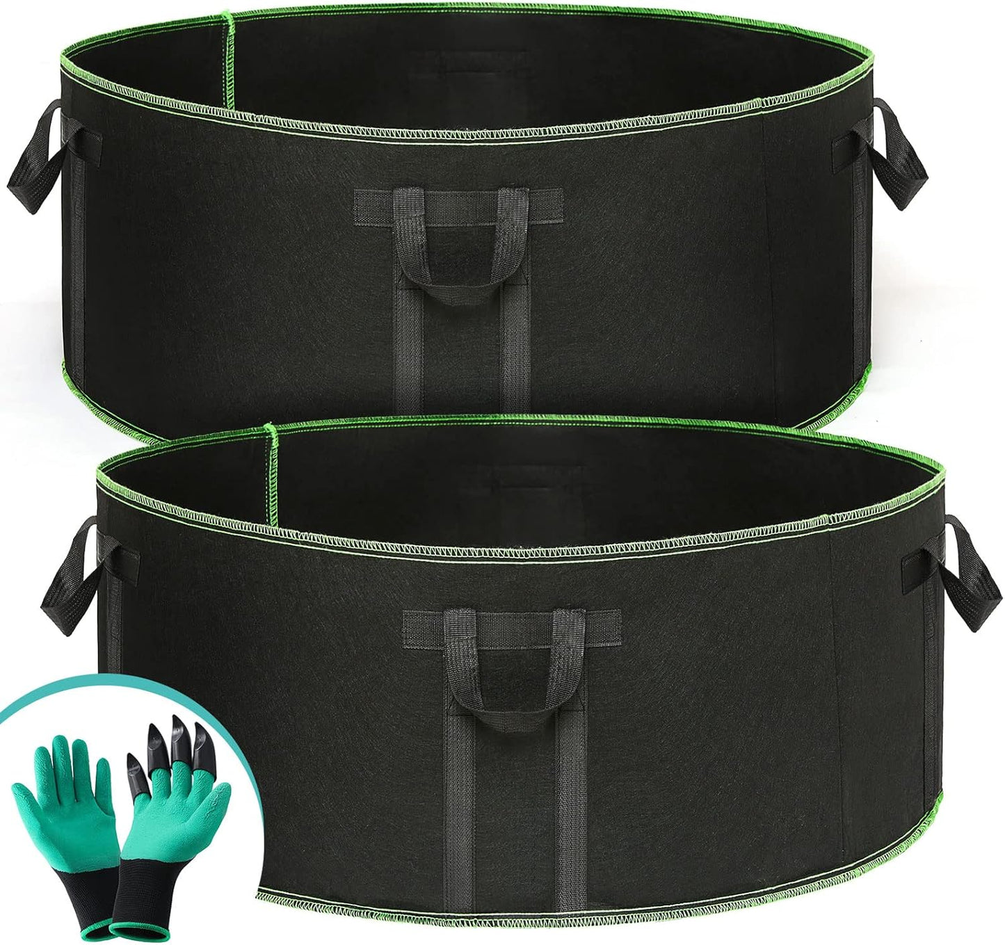 Skiennix 50 Gallon Grow Bags - Heavy Duty, Weatherproof, Extra Large with Reinforced Handles