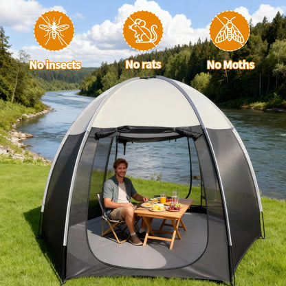 Screen House Tent Portable Canopy with Floor Mosquito Net Outdoor Room Perfect for Patio Backyard Gazebo Picnic Mesh. (10 'x10')