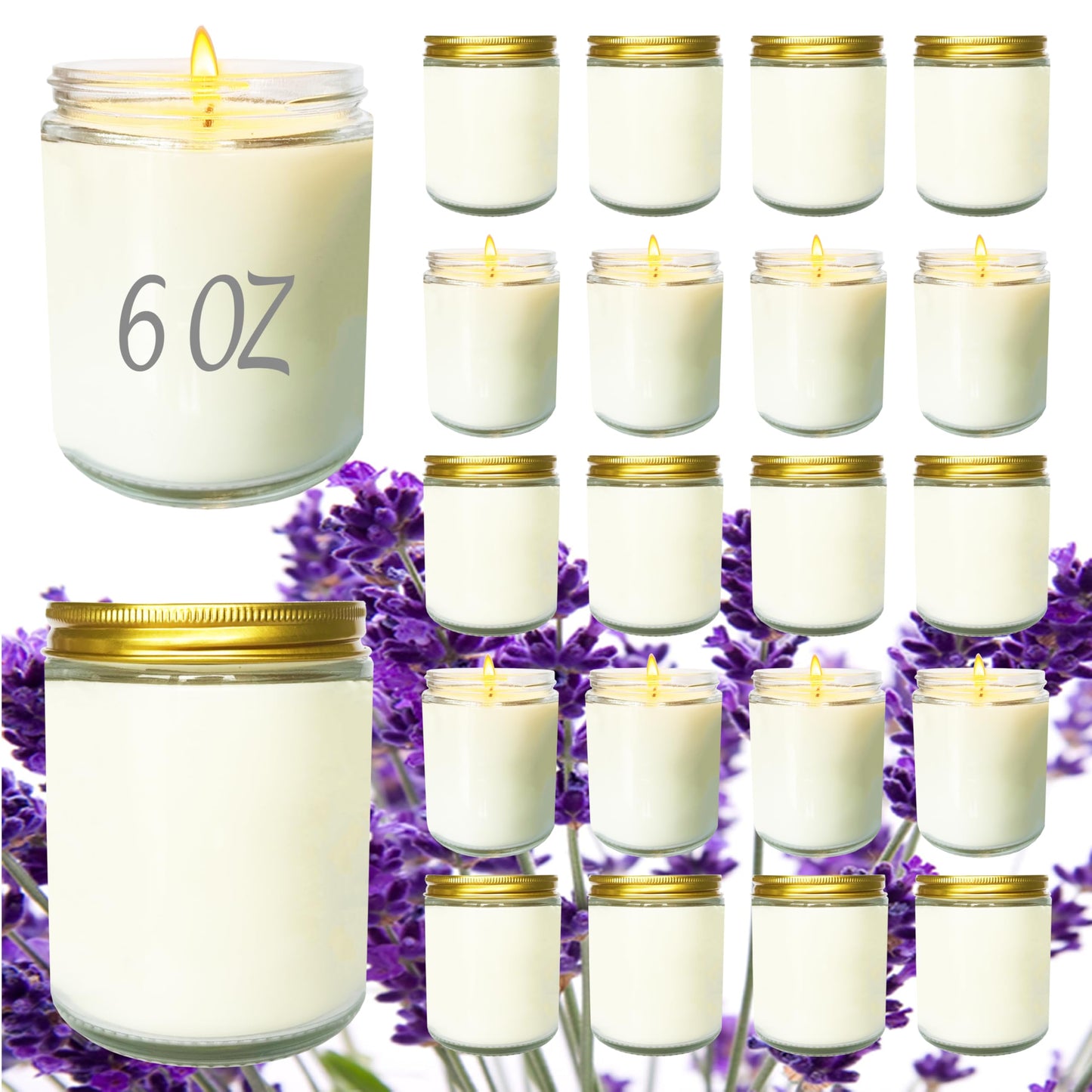 Veiuwa 24 Pcs 6 Oz Lavender Scented Soy Candles Set,Mason jar Bulk Candles for Gifts,Aromatherapy Candle,Great Stress Relieving Scented Candle for Girls as a Gift for Birthdays, Weddings and More!