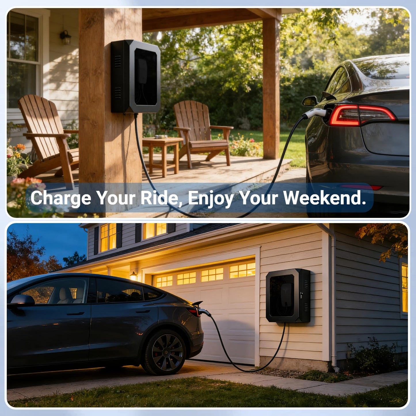 HAVXJAN EV Charger Enclosure Wall Box with Lock, Wall Charging Station Box Indoor/Outdoor, Tempered Glass Front Panel,Visible, Easy to Install, Black