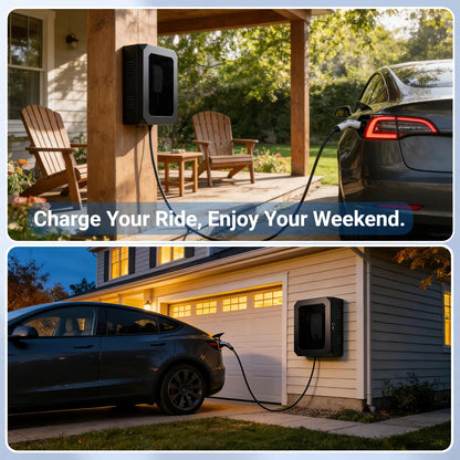 HAVXJAN EV Charger Enclosure Wall Box with Lock, Wall Charging Station Box Indoor/Outdoor, Tempered Glass Front Panel,Visible, Easy to Install, Black