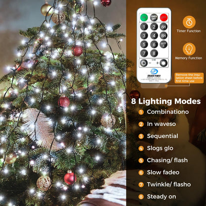 litogo Christmas Tree Lights 480LED Fairy Lights 9.8FT Remote 8 Modes Waterproof Dimmable Cool White TL24AC