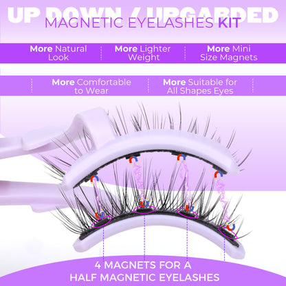 Magneitc Eyelashes with Applicator Wispy False Eyelashes No Glue Needed Natural Look Cat Eye Magnetic Lashes Easy to Use Reusable Fluffy Magnetic Eyelashes without Eyeliner 1 Pair Pack