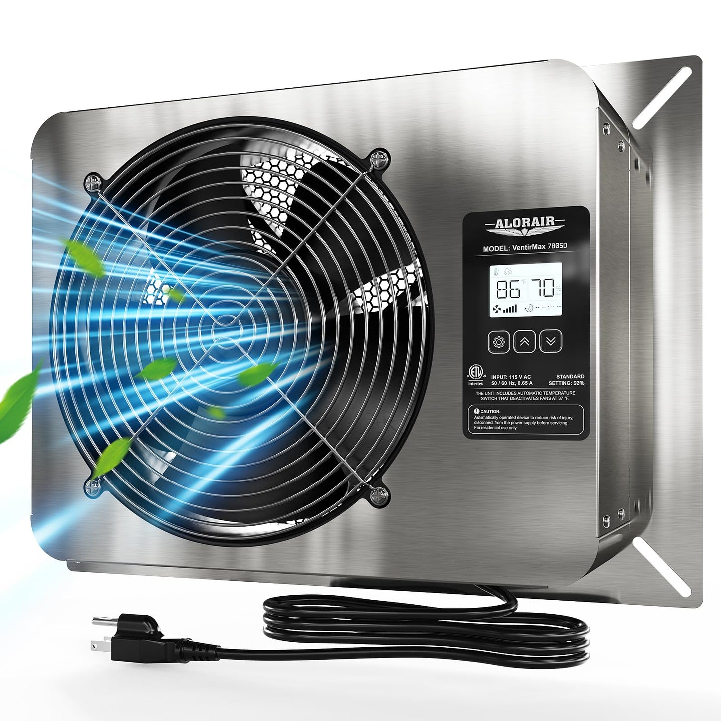 ALORAIR 780 CFM Crawlspace Ventilator Fan with Humidistat, Stainless Steel Exhaust Vent Fans with Digital Display, Timing Cycle, Freeze Protection Thermostat, for Basement, Garage, Attic, Grow Tent