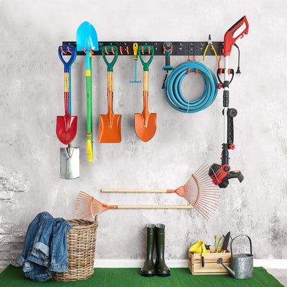 Ultrawall Garage Hooks - Multi-Storage Utility Rack for Garden Tools | 17-Piece Wall-Mounted Organizer
