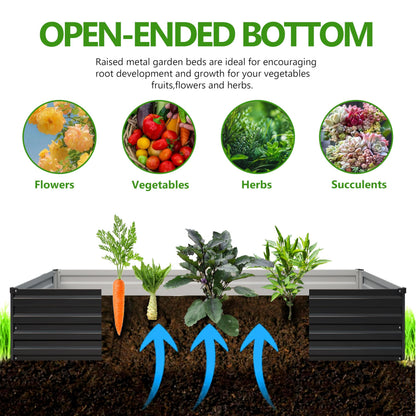 Easllre 2PCS 8x4x1ft Galvanized Raised Garden Bed Kit, Galvanized Planter Raised Garden Boxes Outdoor, Large Metal Raised Garden Beds for Vegetables,Black