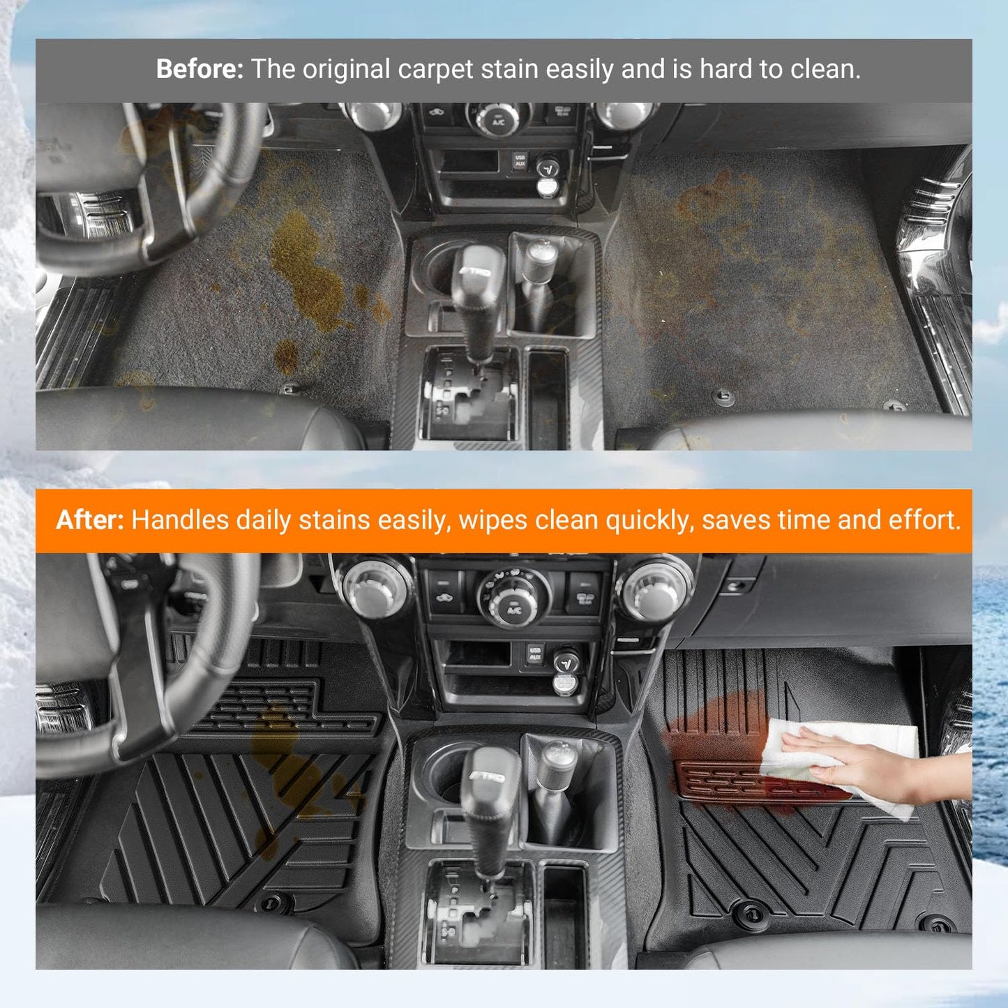 powoq Floor Mats Compatible with Toyota 4Runner Cargo Mat Backrest Mat TPE Replacement for 2013-2024 Toyota 4Runner Accessories (Fit W/Sliding Tray, Upgraded Trunk Mat+Backrest Mat+Floor Mats)