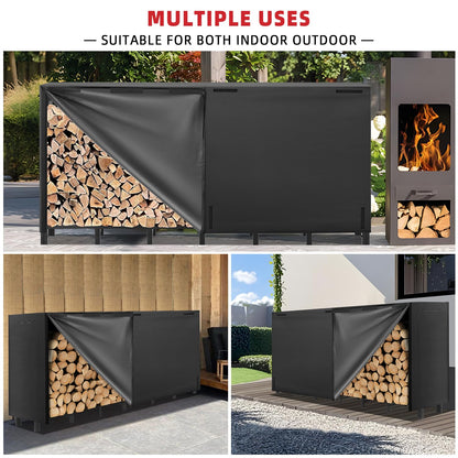 Kendane 8FT Firewood Rack Outdoor with Cover, Heavy Duty Adjustable Firewood log Storage & Holder, Wood Pile Lumber Storage Rack Stacking Outside for Courtyard Patio.