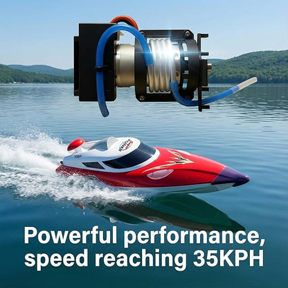 19 Big RC Boat High Speed 35+ KPH Remote Control Boat for Kids and Adults Outdoor Water Toy Race Ship for Pool Lake With 3000mAh Big Capacity BatteryWater Play Toy Gift Racing Ship with LED Light