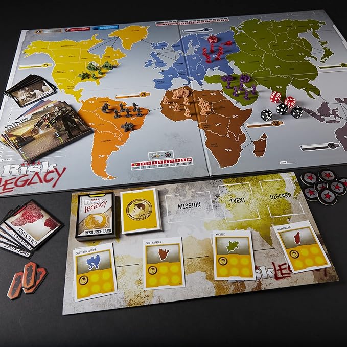 Hasbro Gaming Avalon Hill Risk Legacy Strategy Tabletop Game Immersive Narrative Game Miniature Board Game for Ages 13 and Up for 3-5 Players