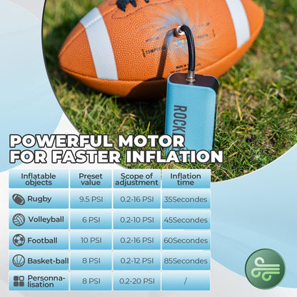 ROCKBROS Electric Ball Pump, Smart Air Pump Portable Fast Ball Inflation with Precise Pressure Gauge, Football Air Pump with Needles for Sports Balls, Basketball, Volleyball, Rugby
