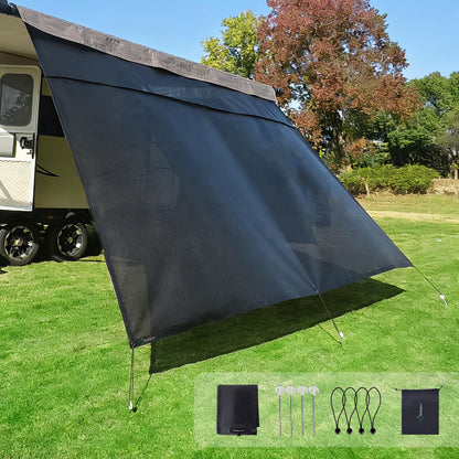Dulepax RV Awning Sun Shade Screen with Zipper 9'X18'3'' -Second Generation RV Awning Shade Screen Significantly Improves Shadew and Privacy.Universal, Capmer Awning Shade with Complete Kits