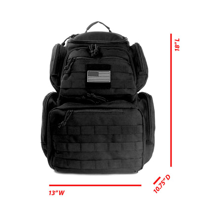 NiceAndGreat Tactical Lockable Range Backpack with 5 Pouches & Free USA Flag Patch Khaki