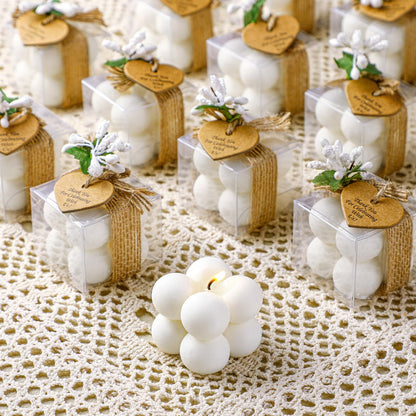 MTLEE Mini Bubble Candles Wedding Favors Gifts for Guests 1.57" x 1.38" Bubble Candles with Cards Dried Flowers DIY Gift Set for Baptism Party Bridal Shower Thank You Gifts(White,30 Sets)