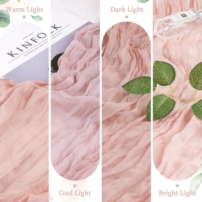 6 Pack Dusty Pink Mother’s Day Cheesecloth Table Runner 10FT Long Boho Gauze Table Runner Rustic Sheer Runner for Spring Wedding Bridal Baby Shower Birthday Holiday Party Table Decor Easter Decor