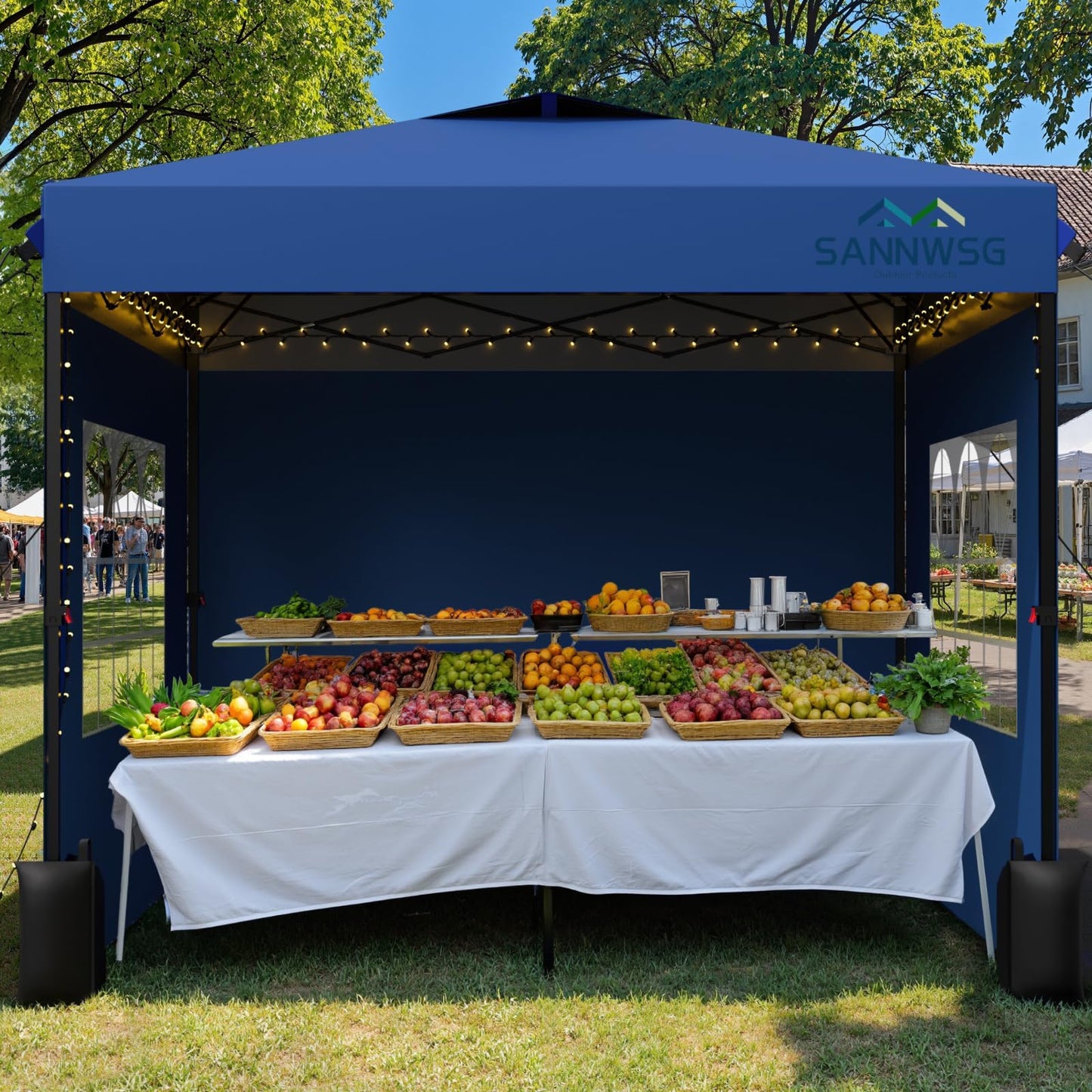 12X12 Pop Up Canopy Tent with 3 Sidewalls,Easy Up Canopy,Commercial Instant Shelter,Heavy Duty One Person Set Up Event Tent,Blue
