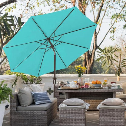 JEAREY 9FT Outdoor Patio Umbrella - Push Button Tilt & Crank | UV Protection & Waterproof (Peacock Blue)