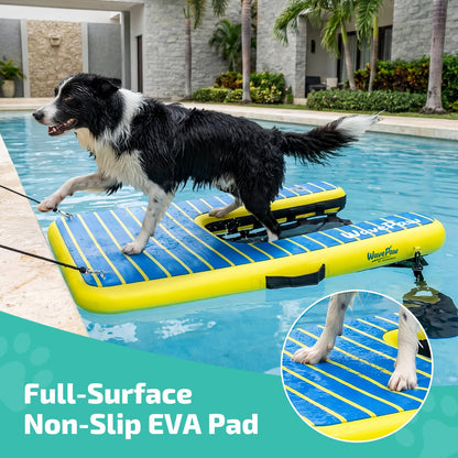 Swonder Inflatable Dog Ramp for Pool, Boat & Dock - Floating Pet Water Ladder with Full Non-Slip EVA Pad & Weight Bags - Stable Portable Dog Dock