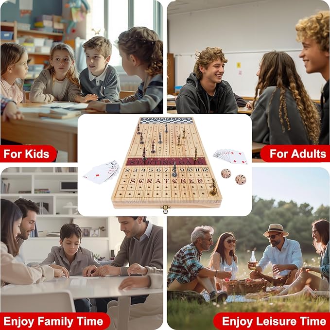 Large 23 inches Horse Race Board Game Premium Durable Foldable Wooden Box Horse Racing Game with 11 Retro Metal Horses 2 Dices and 2 Playing Cards Fun Family Night Games for Adults Kids