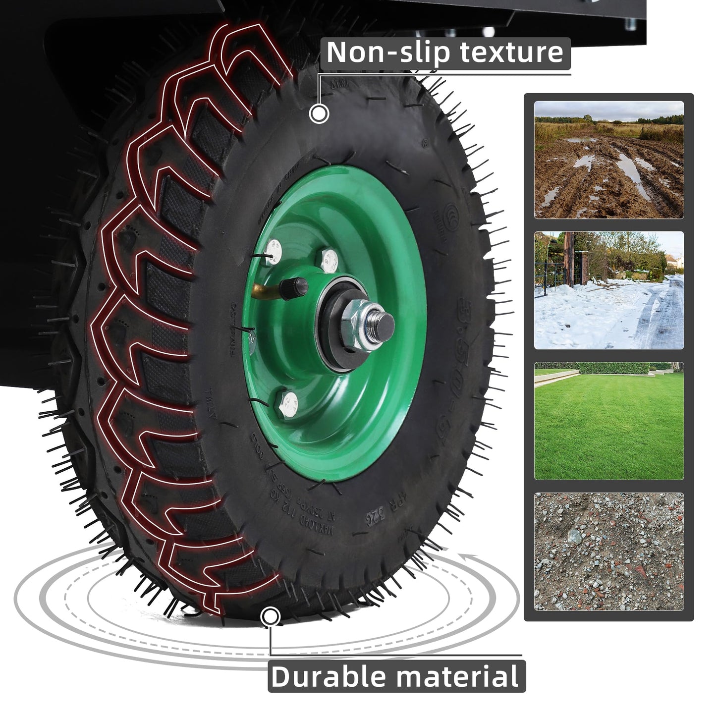 YITAMOTOR ATV Dump Trailer, Heavy Duty Tow Behind Dump Cart, Capacity 750lbs, 15 Cu.Ft., Yard Garden Utility Trailer for Pull Behind Lawn Mower Tractor, Alloy Steel Shelf & Extra 5" Height Guardrail