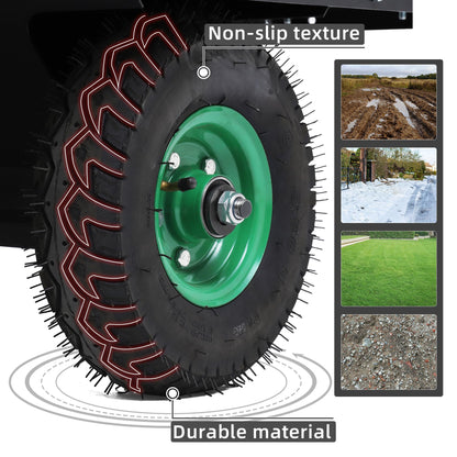 YITAMOTOR ATV Dump Trailer, Heavy Duty Tow Behind Dump Cart, Capacity 750lbs, 15 Cu.Ft., Yard Garden Utility Trailer for Pull Behind Lawn Mower Tractor, Alloy Steel Shelf & Extra 5" Height Guardrail