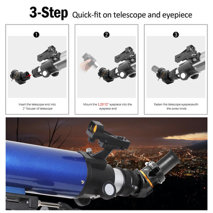Astromania 2" 45-Degree Erecting Prism Diagonal - Bundle with - Transport Bag for 1.25" Eyepiece and 2" Eyepiece - Eyepiece Carry Case
